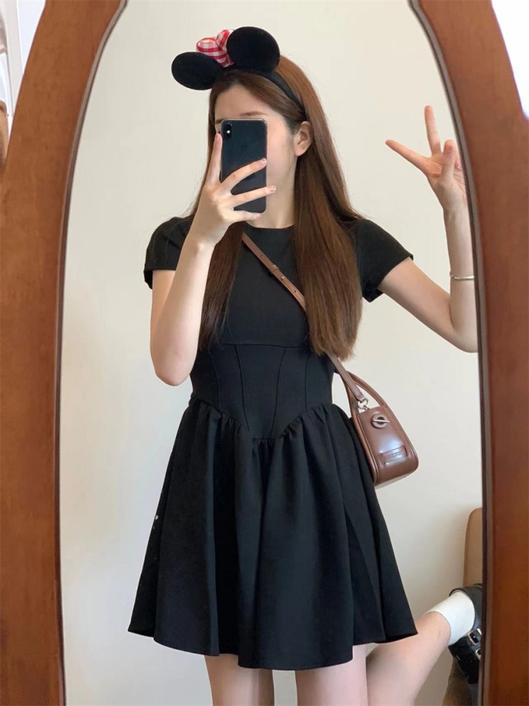 Black dress 2024 new style petite dress for women, design sense slimming, tea break French mini skirt pic 11