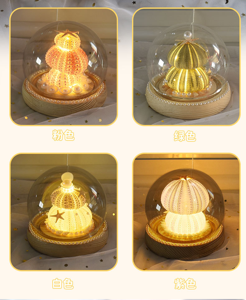 海胆氛围灯 diy材料包手工制作圆球玻璃罩小夜灯海星摆件生日礼物详情5