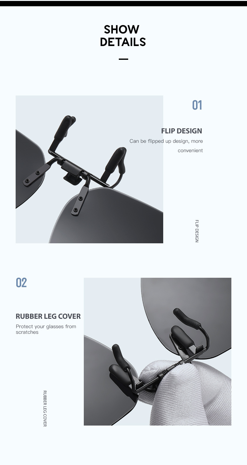 新款偏光太阳镜夹片太阳镜片可上翻眼镜夹片男女近视墨镜SH8809详情6