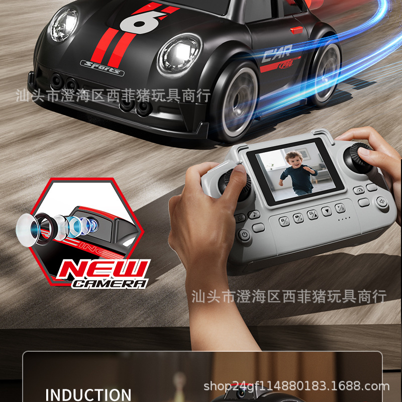 Cross-border remote control MINI car camera and photo cartoon Q-version mini screen control racing drifting C6 remote control car toy pic 26