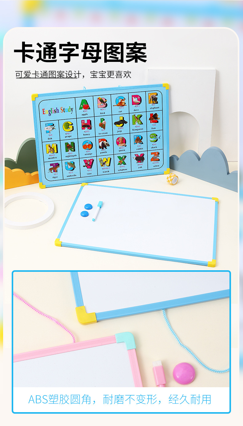 Crystal crystal niños early learning puzzle toy adorable dibujos animados pequeña pizarra blanca tablero de mensajes para el hogar tablero de dibujo tablero de graffitis blanco pic 6