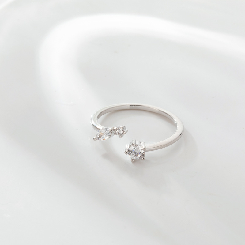 柏伶跨境简约开口戒镶钻五角树叶戒指女式轻奢高级感轻奢关节指戒详情10