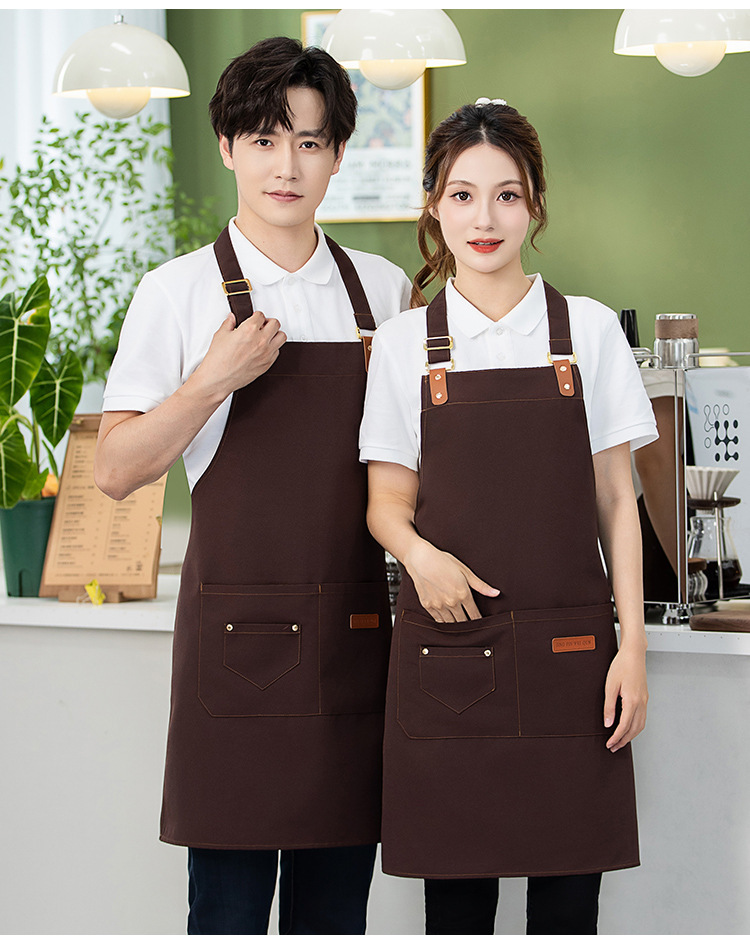 帆布围裙logo印字美甲烘焙咖啡奶茶店理发师防水防污耐穿的工作服详情27