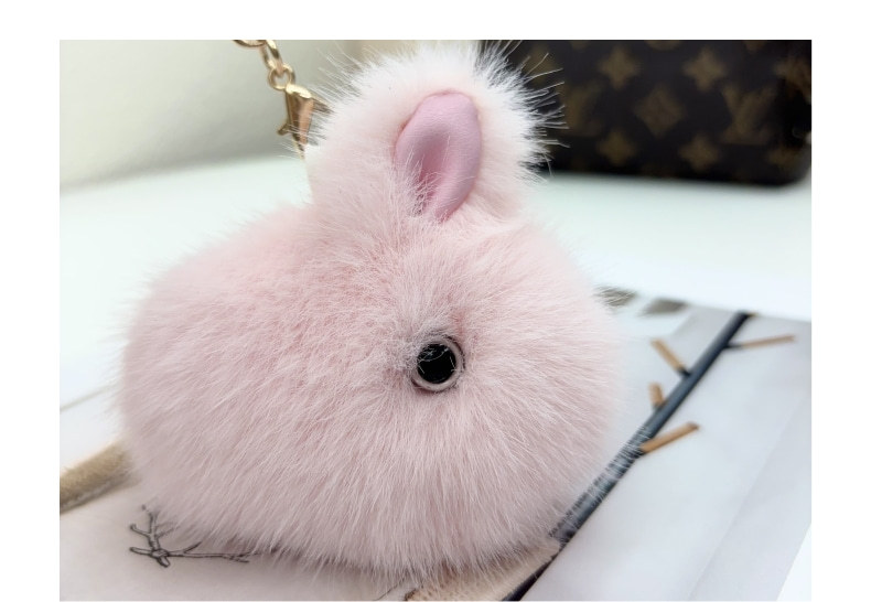 仿水貂毛小兔子迷你版可爱书包毛绒挂饰公仔小玉兔汽车钥匙扣挂件详情6