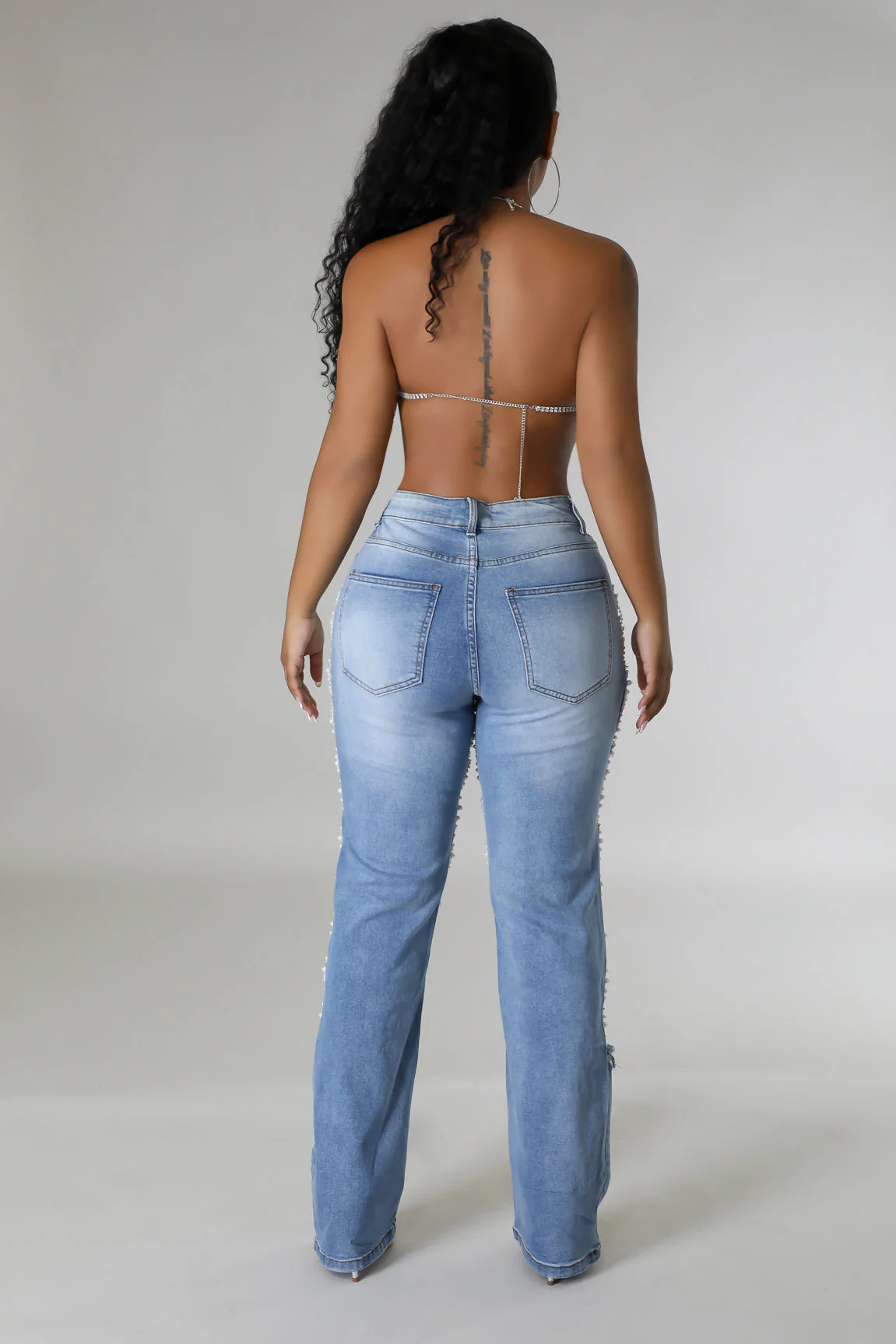 INS amazon aliexpress europa y Estados Unidos crossover 2026 big broach jeans mujer cadena de cuentas cadena colgante accesorios pantalones de corte recto pic 11