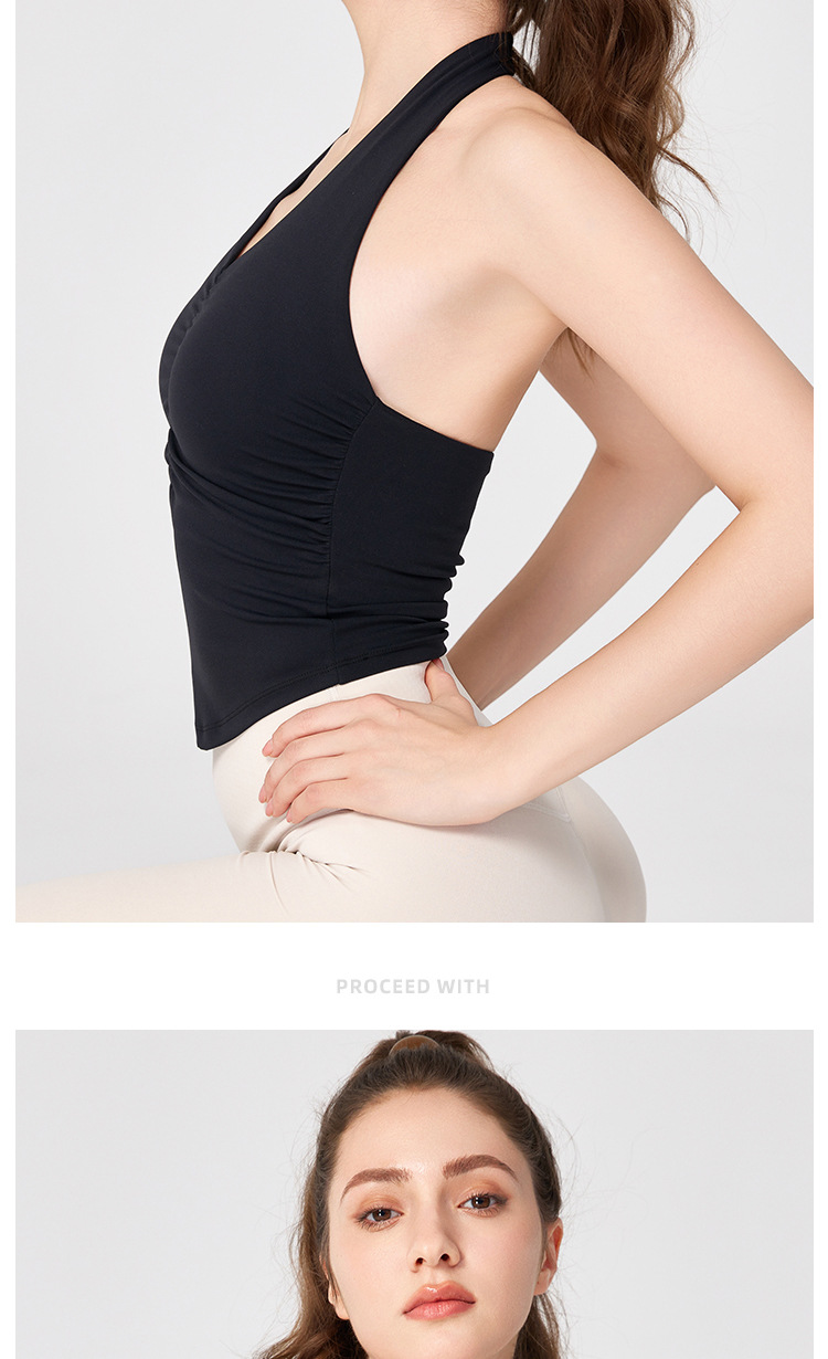 NULS辣妹欧美风挂脖露背瑜伽服固定杯美背裸感紧身运动背心女外穿详情19