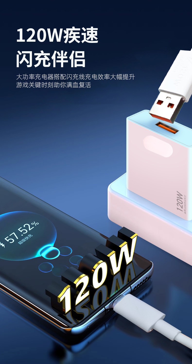 The 120W charger Huawei Fast Charging set is suitable for vivo, Xiaomi, oppo and OnePlus 3C certified 6A Super fast charging heads pic 8