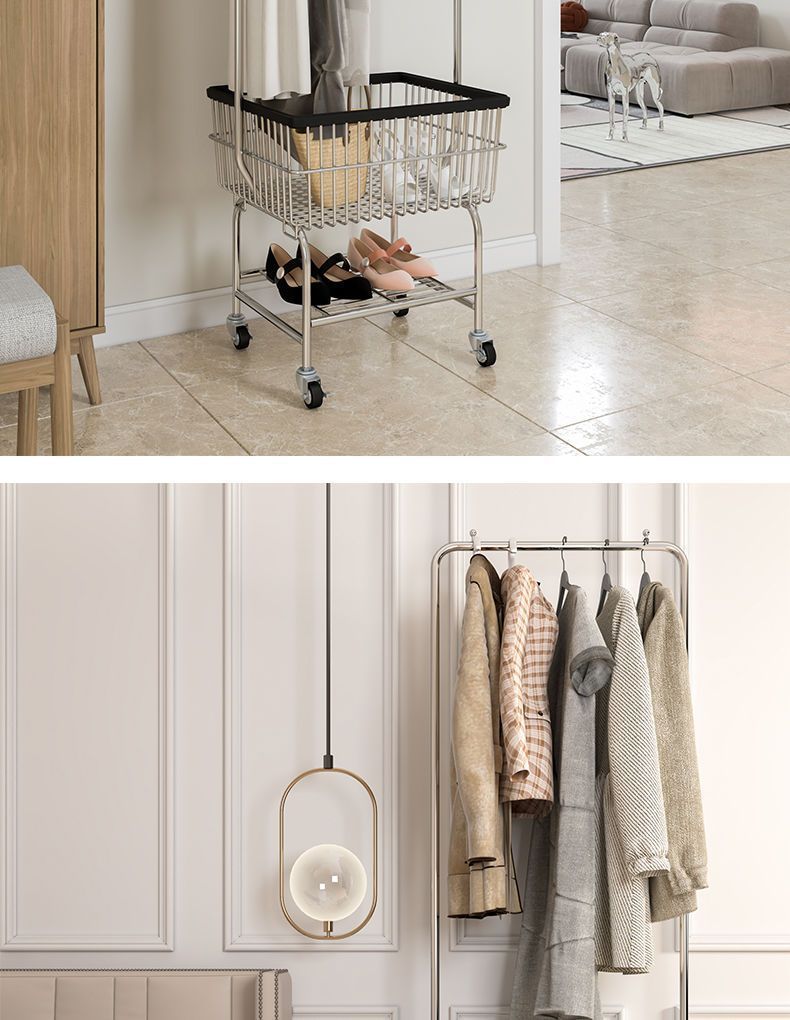 星辰轻奢可移动带轮衣帽架服装店落地展示架女装挂衣架服装配饰网红拍照道具详情18