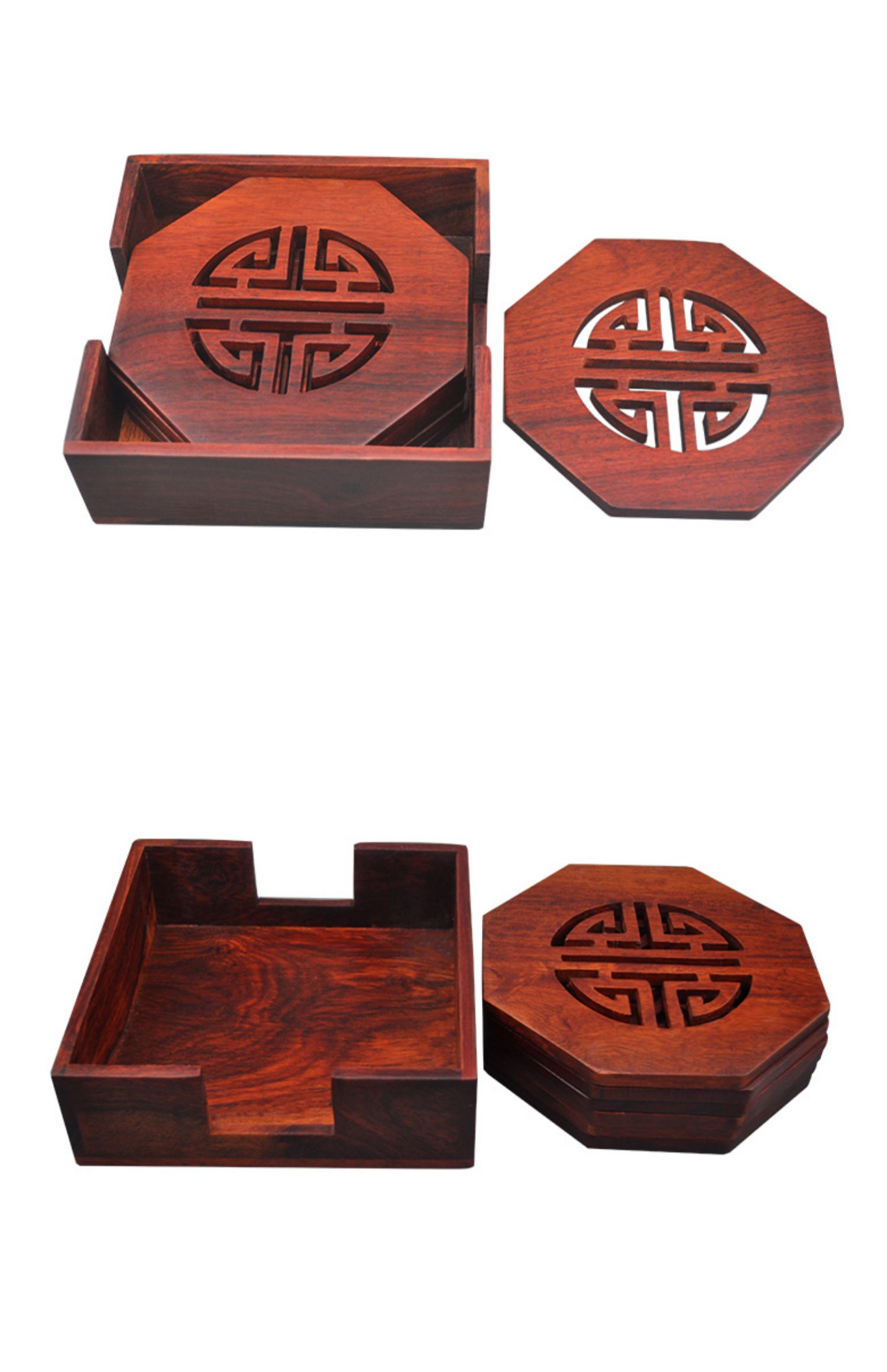 花梨木大号杯垫碗垫红木隔热垫餐桌垫创意家用木质镂空防烫垫批发详情13