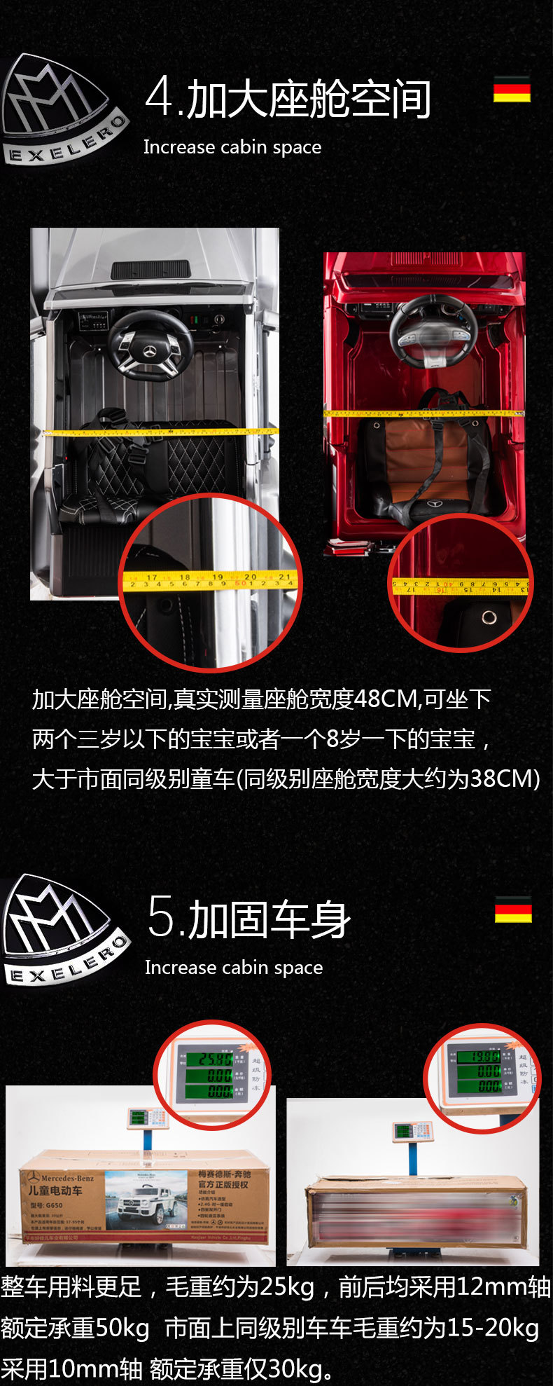 奔驰大G儿童电动车四轮遥控越野玩具车宝宝可坐双人电动遥控车适合小孩大人玩耍详情6