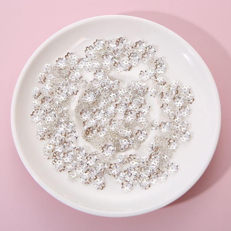 100 pieces per package, color retention, 6mm flower stand, petal cap, hollowed-out bracelet accessory, diy handcrafted gold and silver spacers pic 3