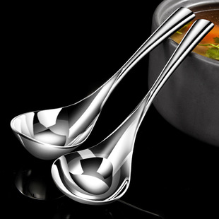 跨境304不锈钢勺子酒店自助加厚蛋形壳喝粥勺家用加厚加深公用勺详情7