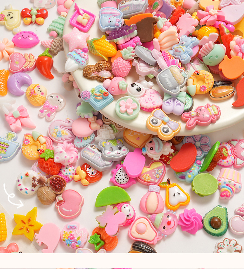 树脂配件卡通色系随机混款diy奶油胶手机壳贴片发饰水杯装饰材料详情9