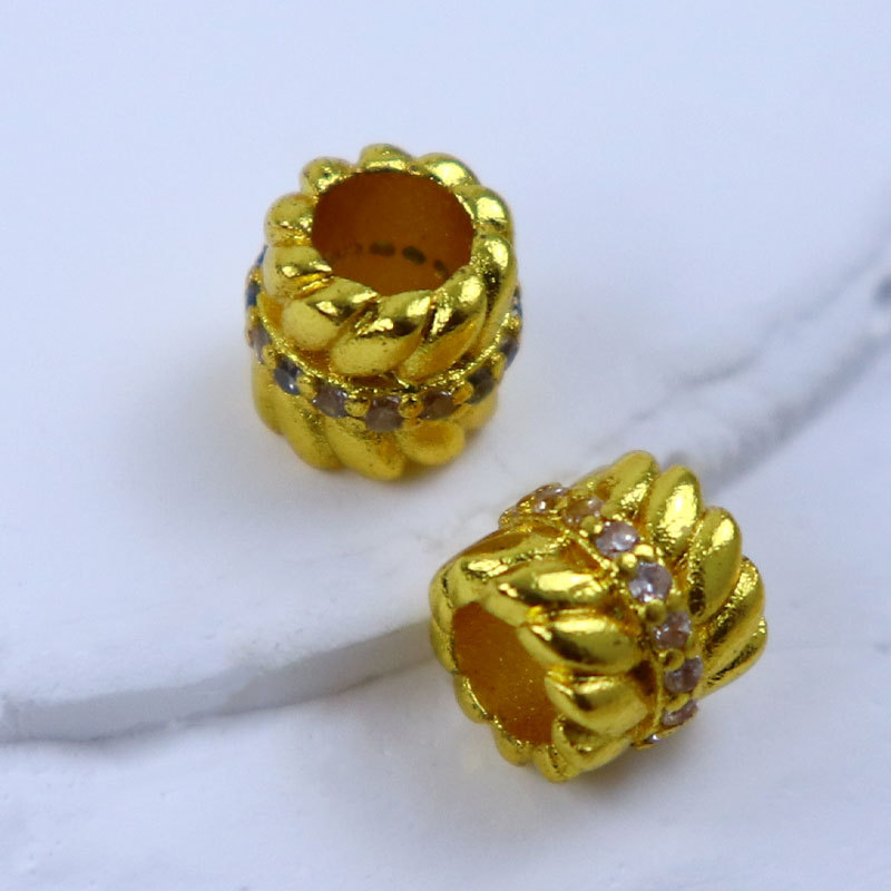 Sand gold preservation color zircon hollowed-out scattered beads accessories bracelet necklace, strainer beads, bucket beads DIY jewelry accessories, gold foil flowers pic 6