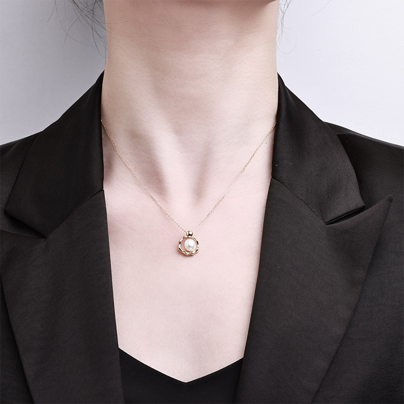 卓恒甄选天然淡水珍珠项链小众个性简约气质设计感纯银珍珠项链详情4