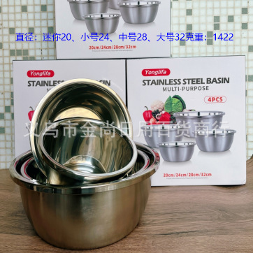 Stainless steel basins, cooking basins, round washing basins, household kitchen multi-purpose basins, LIDS, plates, salad bowls, snack bowls pic 5