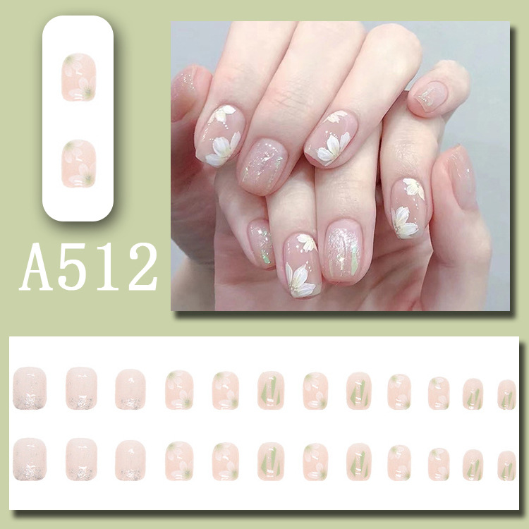 Wearable nail art pieces, artificial nail products, detachable, simple lemon ice transparent, popular online style Douyin nail art hair replacement pic 51
