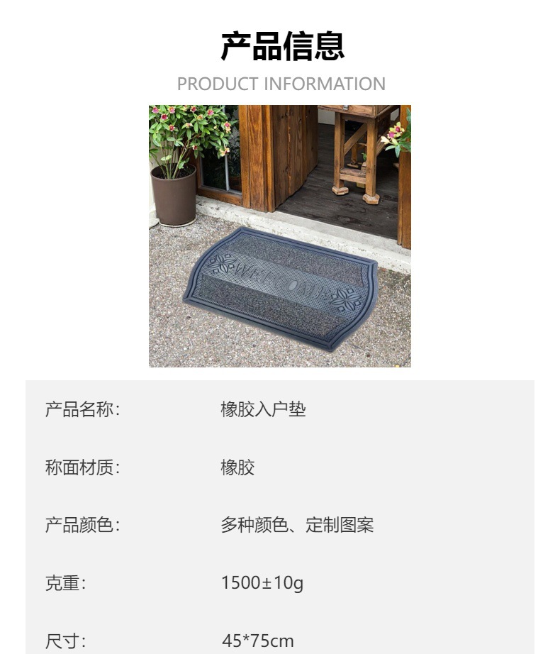 黑色橡塑防滑垫铝膜注塑垫外贸热销欧式迎宾垫机压垫门口刮泥垫详情1