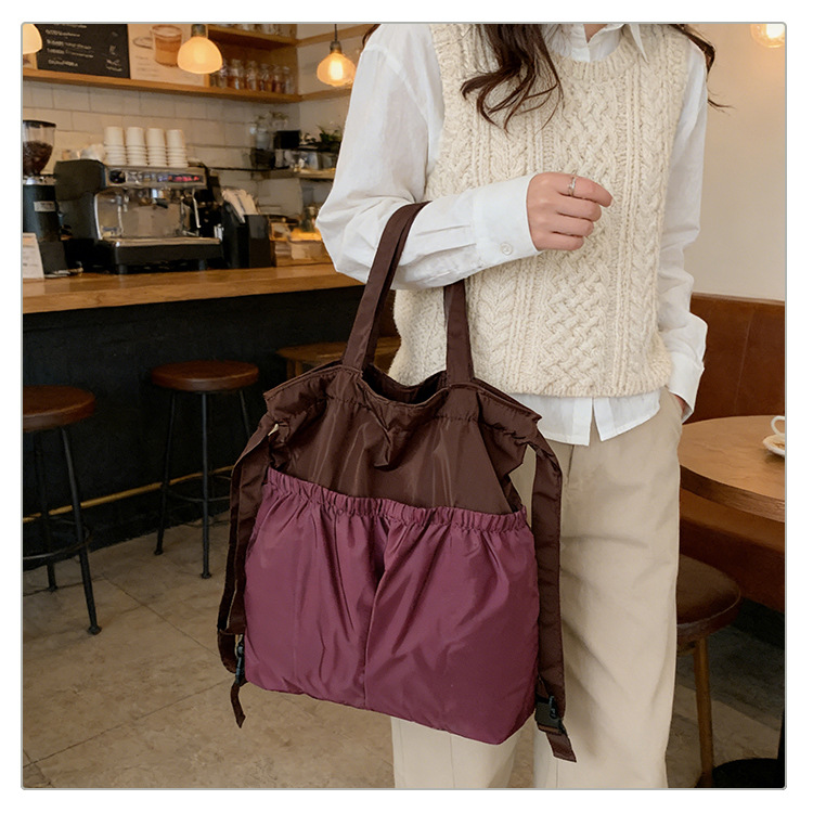 新款单肩包托特双肩折叠包手提简约通勤大容量时尚便携详情18