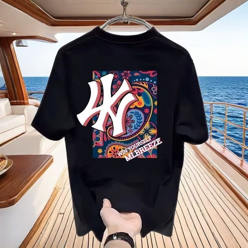 National trendy summer 2025 camiseta de manga corta hombre estampado cuello redondo cuerpo adolescente legging suelto camiseta pic 27