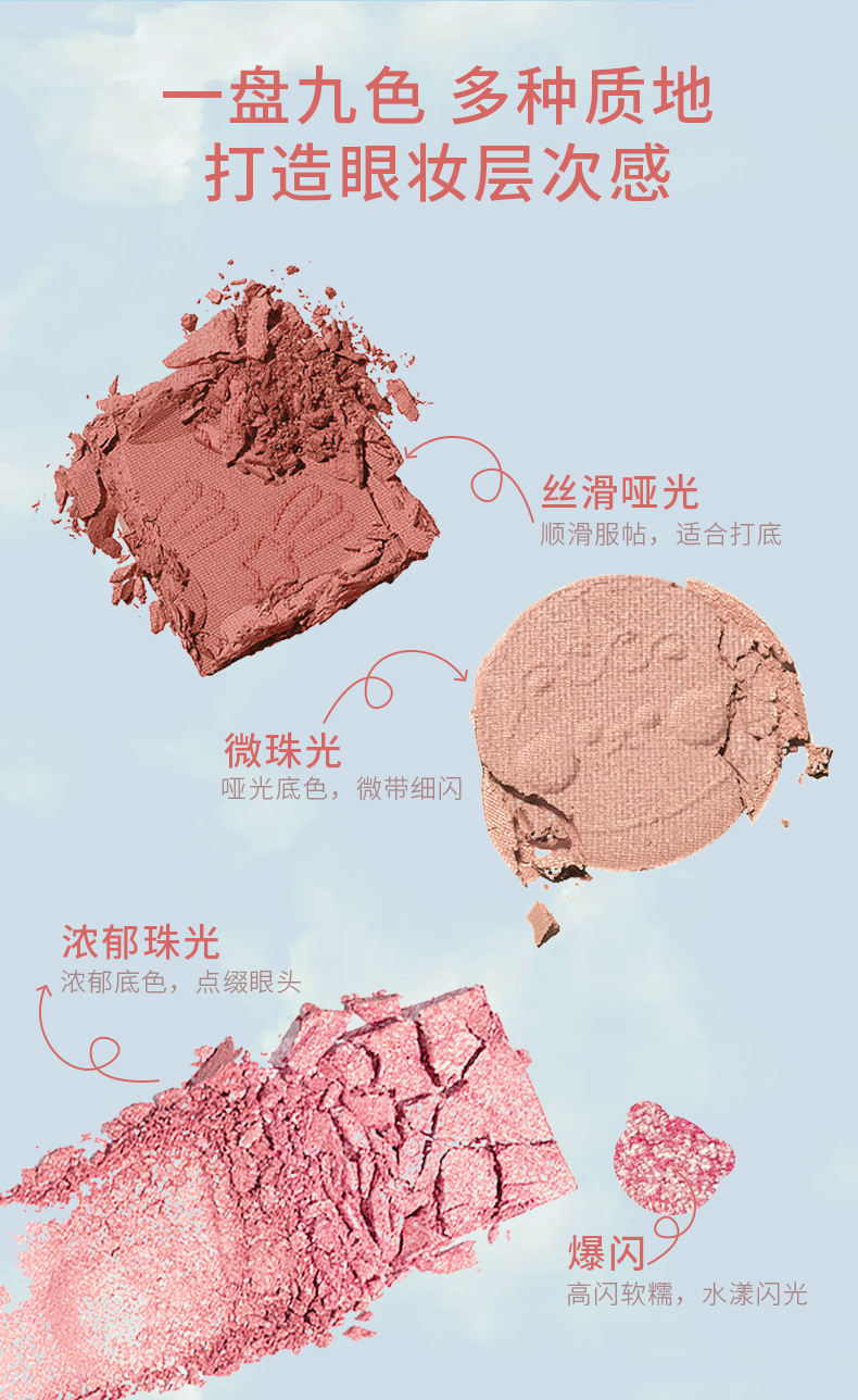 【25年9月18日到期】哈宝熊九色眼影盘大地色哑光珠光学生党眼影详情5