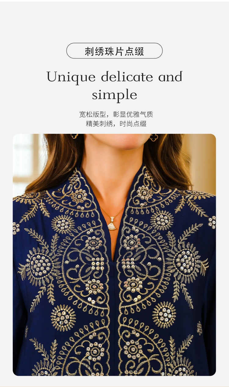 En stock europa y américa crossover musulmán mujer robe Medio Oriente dubai vestido abaya bordado robe grande vestido de noche pic 4