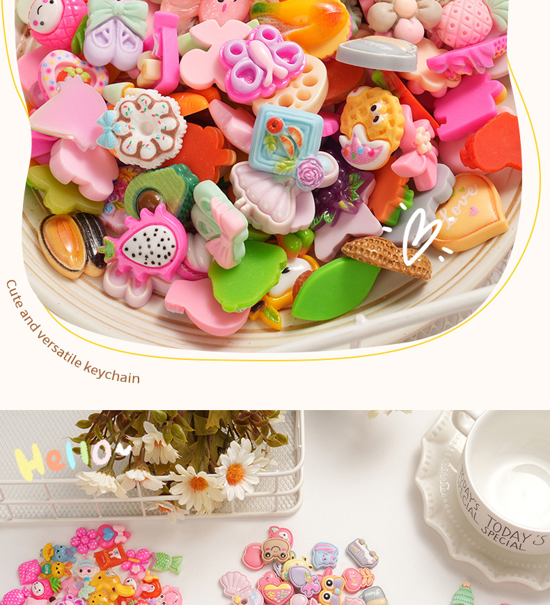 树脂配件卡通色系随机混款diy奶油胶手机壳贴片发饰水杯装饰材料详情7