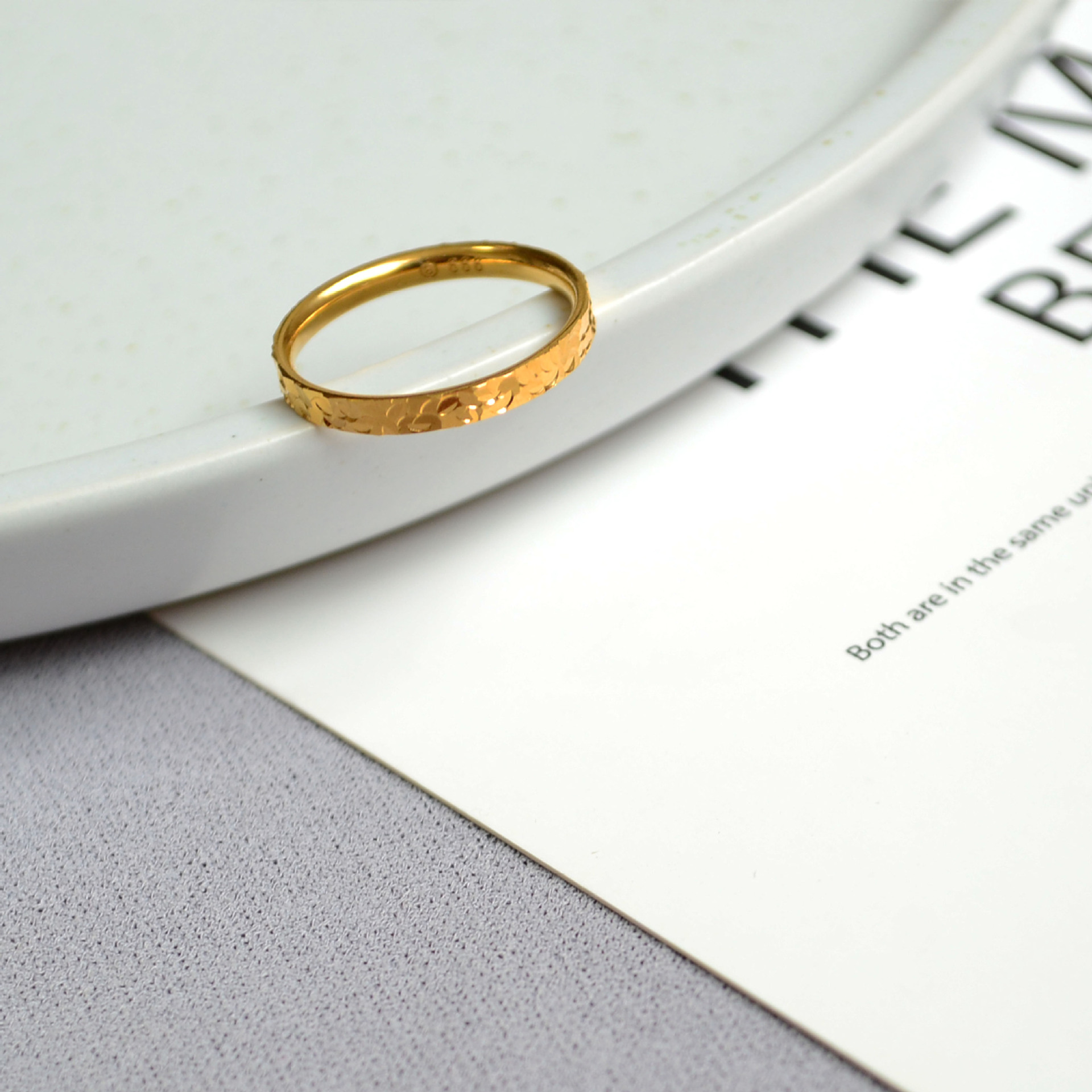 小众设计持久保色真空电镀闪耀切割龙鳞碎碎冰简约气质个性细戒指详情3