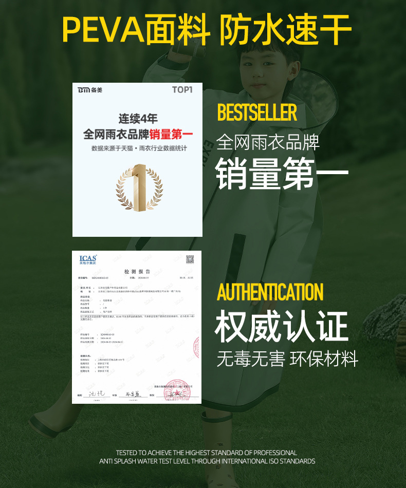 备美儿童雨衣男童女童小学生全身防大雨书包位连体雨衣雨披详情11