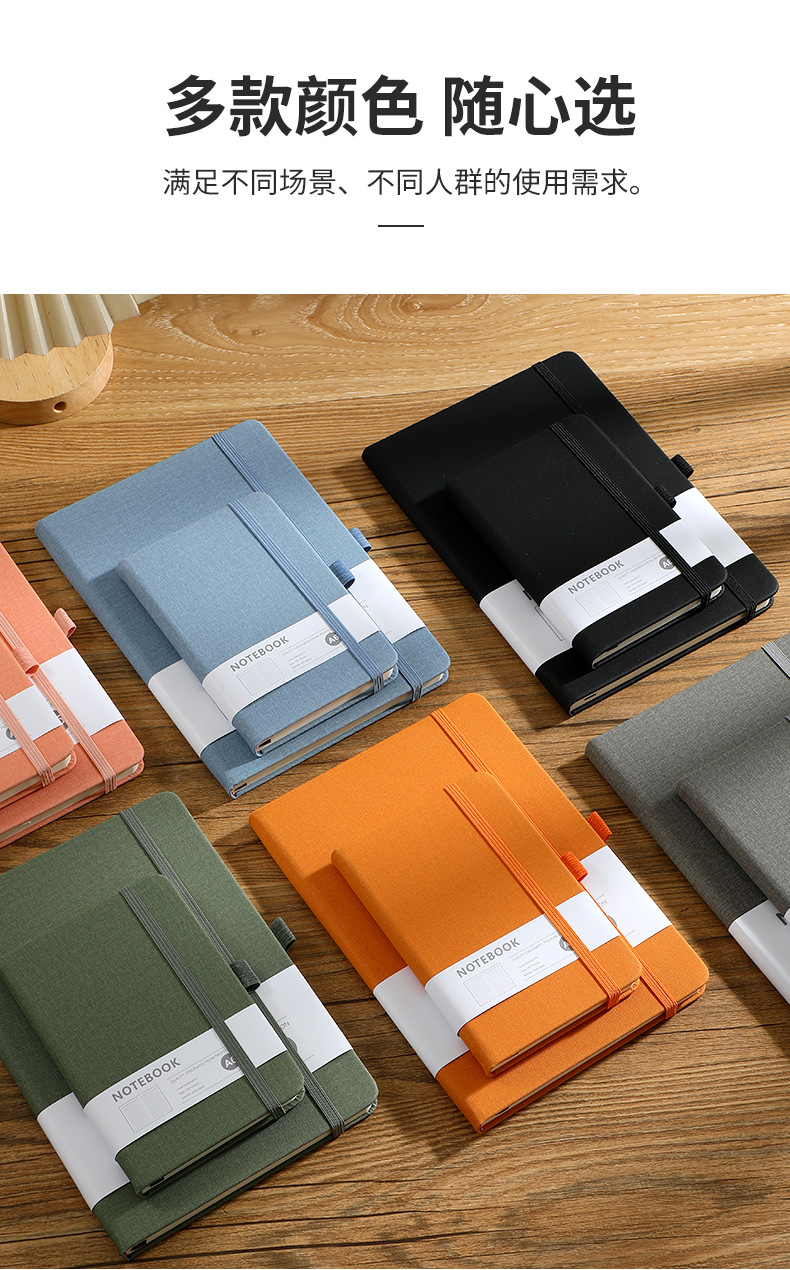 Customized a5 notebook with elastic band, horizontal line dot printing, office notebook, skin-like leather, student diary, high appearance level pic 3