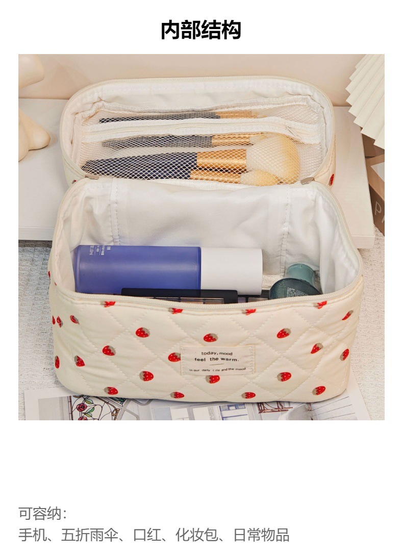 现货跨境热销绗缝碎花化妆包灯芯绒洗漱包收纳袋大容量便携收纳包详情11