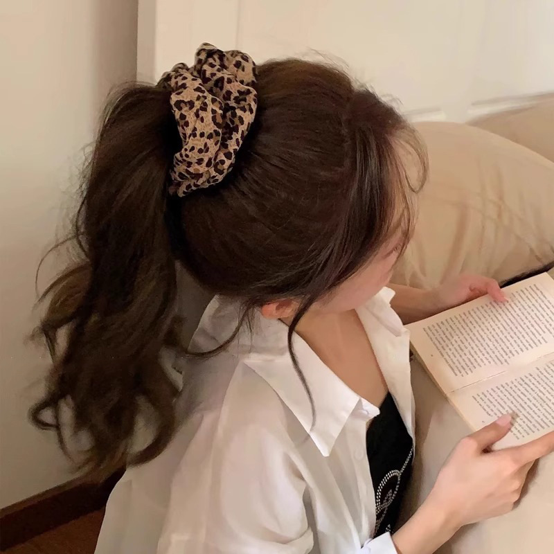 Leopard print high-elasticity hair band for women, large, durable ponytail tie, high-end leather band, large intestine hair accessory pic 20