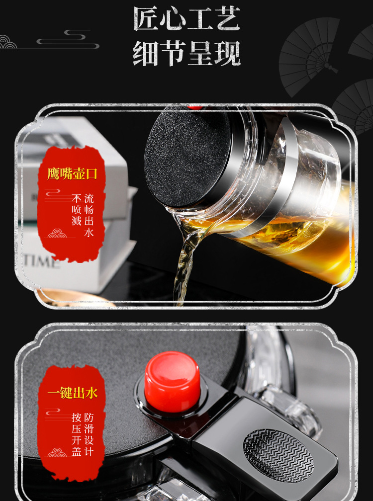 飘逸杯泡茶壶玻璃茶具 家用茶壶茶水分离过滤 耐高温水壶冲泡茶器详情22