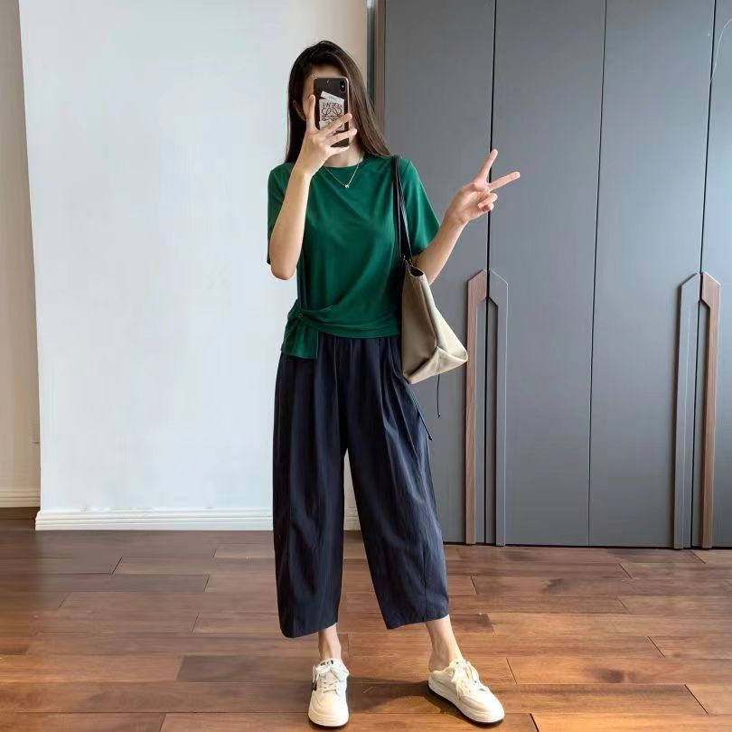 薄款阔腿九分裤女夏纯棉休闲直筒萝卜裤小个子日系显瘦宽松工装裤详情23