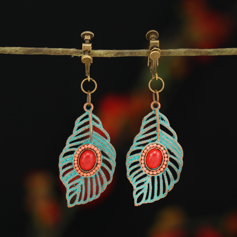 螺旋无痛耳夹女民族风复古长款流苏耳坠波西米亚耳环无耳洞耳饰品详情27