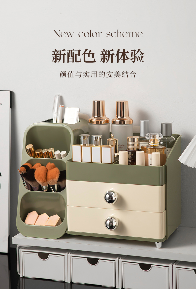 Cosmetics storage box, desktop with a high-end feel, dressing table, lipstick and eyebrow pencil organization box, large-capacity skin care product rack pic 1