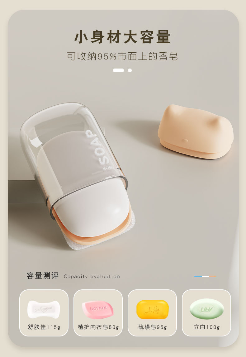 猫猫旅行肥皂盒出差便携肥皂收纳盒迷你小皂盒沥水带盖密封香皂盒详情6
