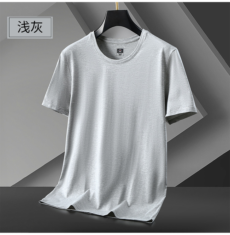 冰丝莫代尔男士短袖t恤男夏季圆领半袖男t潮牌大码男装体恤打底衫详情13