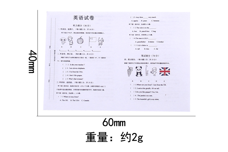 微缩迷你仿真试卷考卷 Dollhouse娃娃屋 教室生活场景袖珍diy摆件详情6