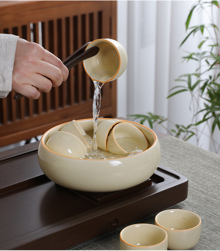 德化汝窑茶具套装全套泡茶盖碗高档套装茶壶自动懒人石磨泡茶器详情25
