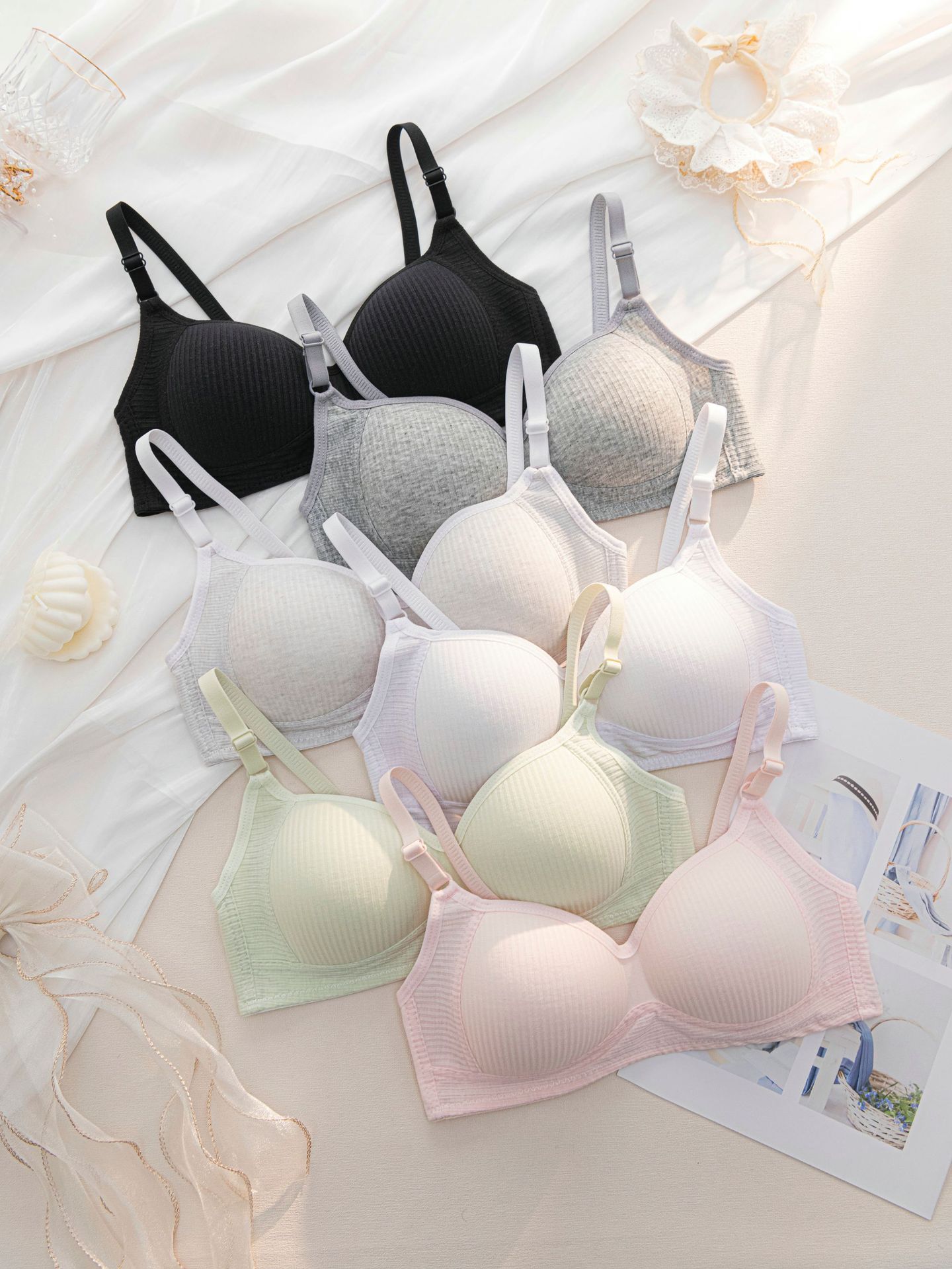 High school adjustable underwear, junior high school student no-wire small chest gathering bra, thin bra for student development girls pic 6