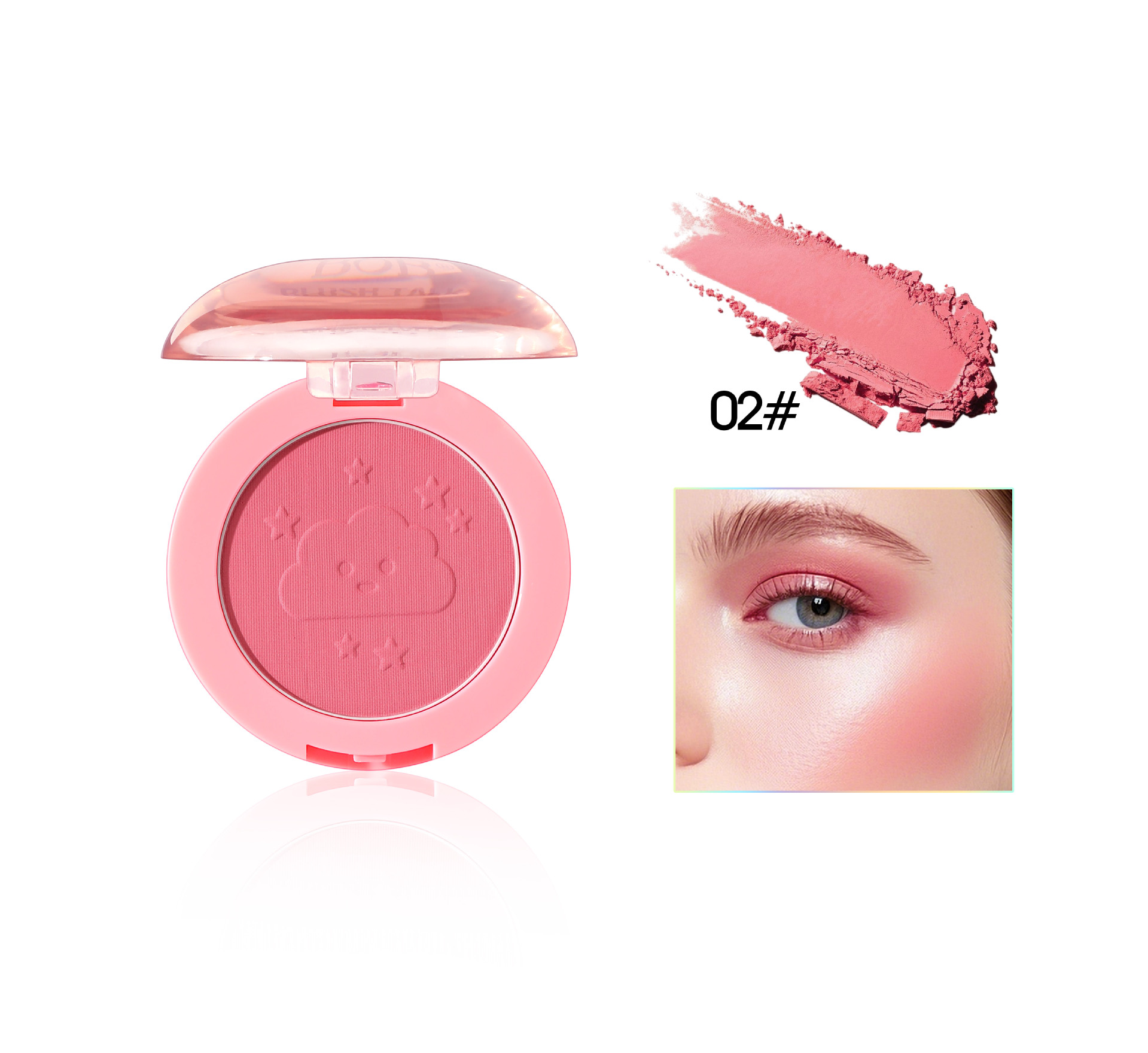 Cross-border bob Puffy, soft and misty blush, cheek color, pleasant atmosphere, matte and matte look, long-lasting makeup, girlish pink blush powder pic 10