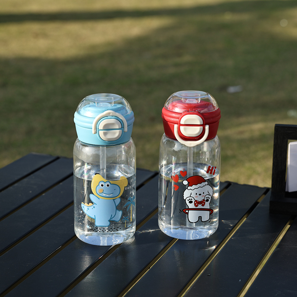 卡通塑料杯女生高颜值吸管双饮水杯便携式学生小众不撞款儿童可爱详情3