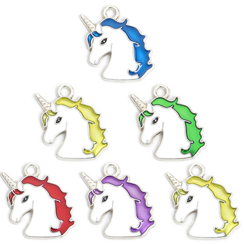时尚卡通独角兽滴油合金挂件DIY饰品配件手链项链耳环钥匙扣吊坠详情4