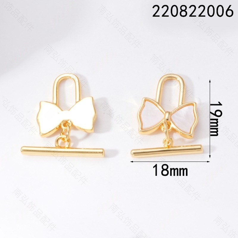 18K real gold color-preserving inlaid mother-of-pearl butterfly OT clasp diy handcrafted pearl bracelet necklace accessory connecting clasp pic 4