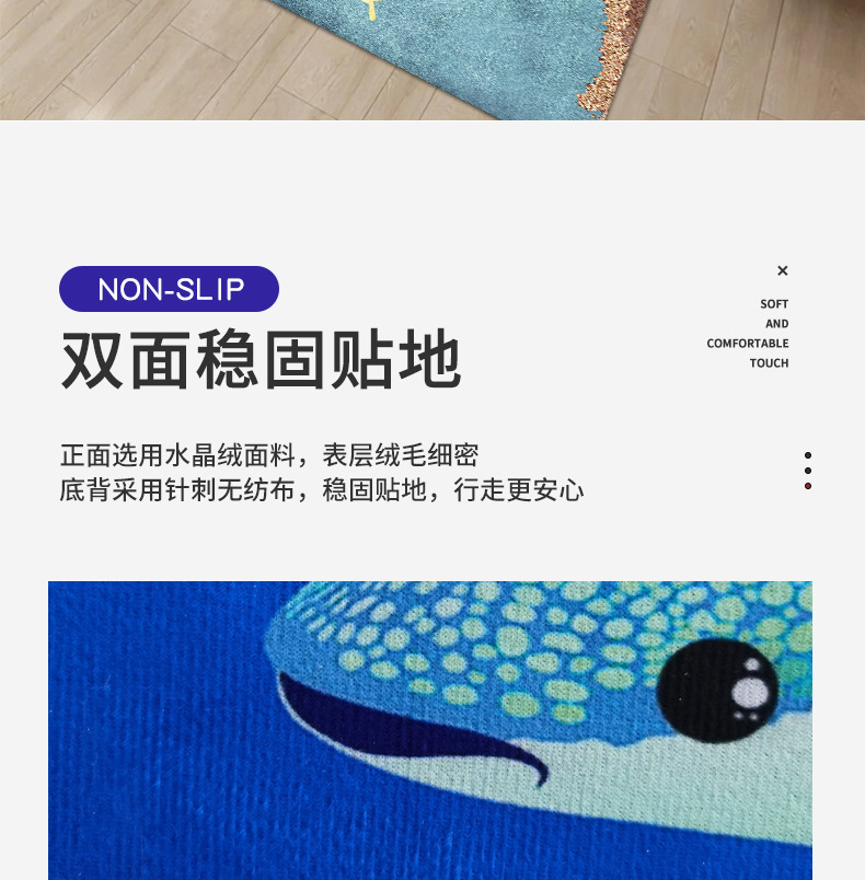 Cross-border consignment of washed carpets, indoor radiant abstract square floor MATS, printed coffee tables, living room and bedroom floor MATS pic 7