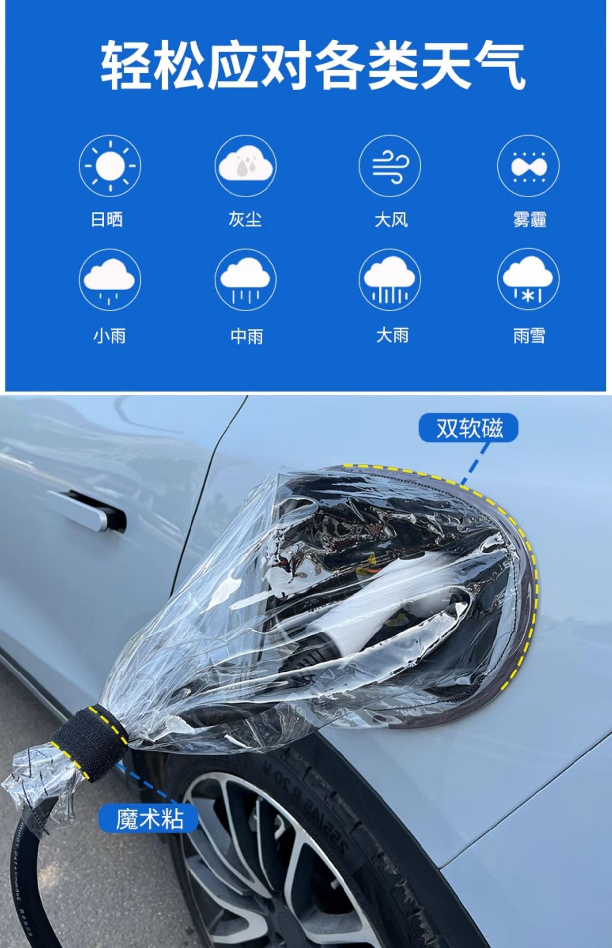 充电枪防雨罩磁吸圆形新能源电动汽车充电器口防水罩户外充电挡雨详情11
