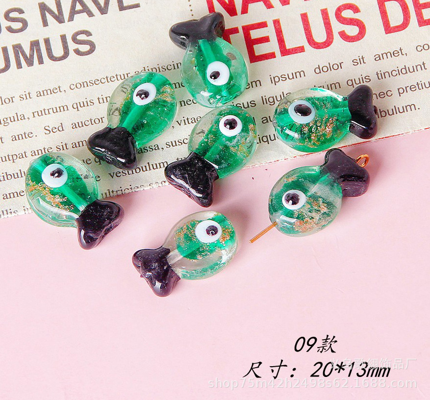 古法工艺琉璃可爱小鱼DIY 项链手链手机链饰配详情9