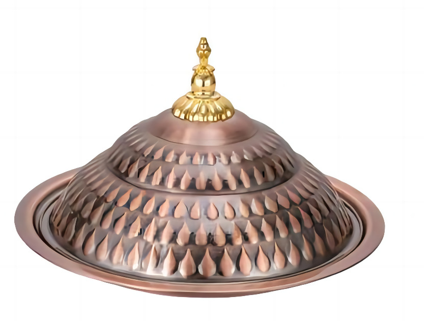 跨境出口中东非洲金色复古酒店用加厚加深印花带盖水滴盖盘批发详情4