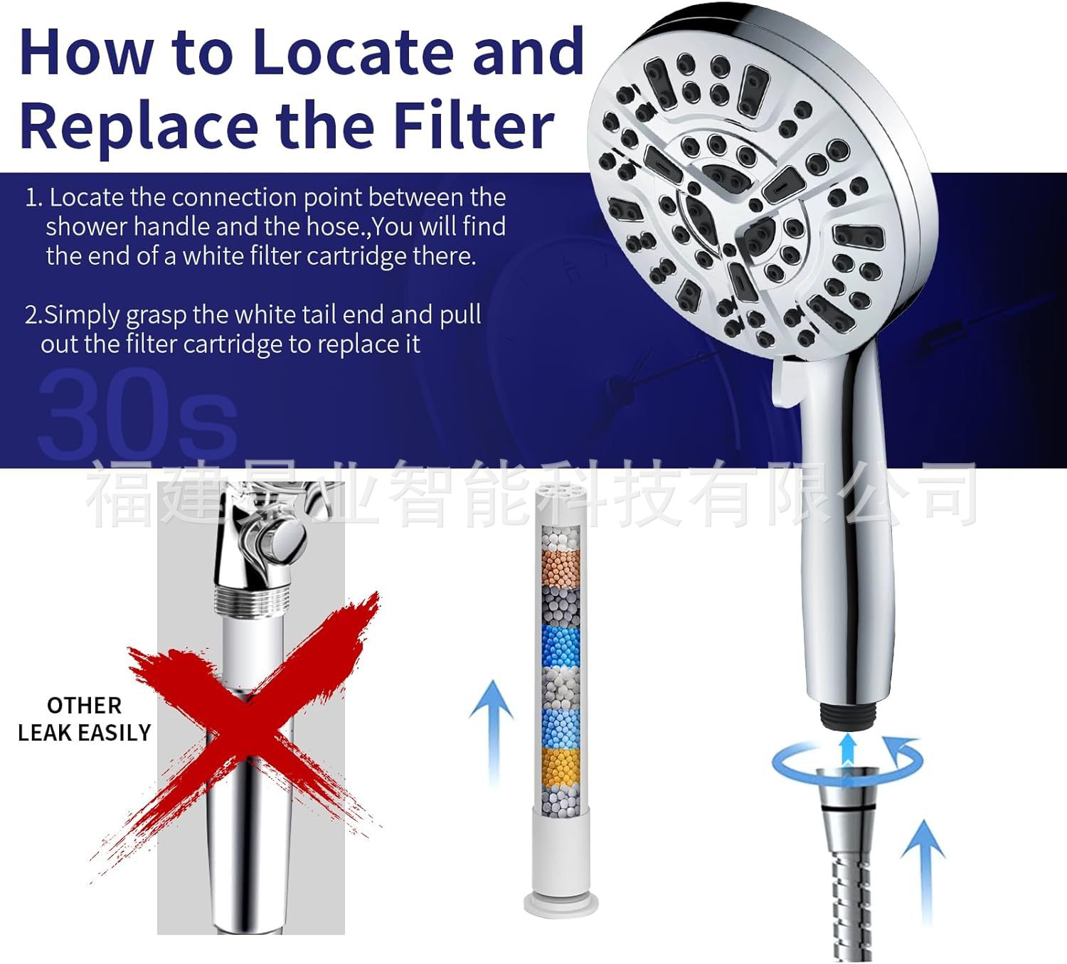 Cross-border American magnetic shower head set Aquamagnex10 functional spray gun handheld filter pressurized shower head pic 8